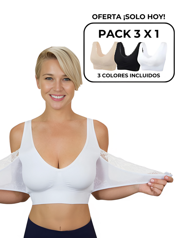 Sujetador push-up de encaje sin costuras ultra cómodos (PACK DE 3)